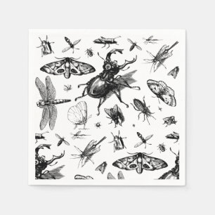 Assorted Bugs Gray and Black Napkin