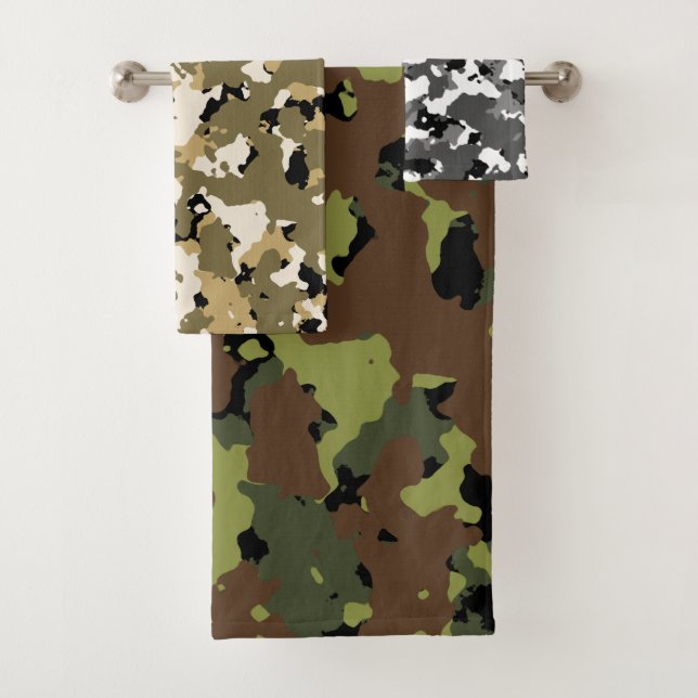 Assorted Camo Bath Towel Set (Insitu)