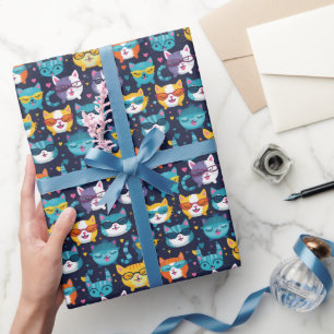 Assorted Cat Faces Funny Cool Cats Wrapping Paper