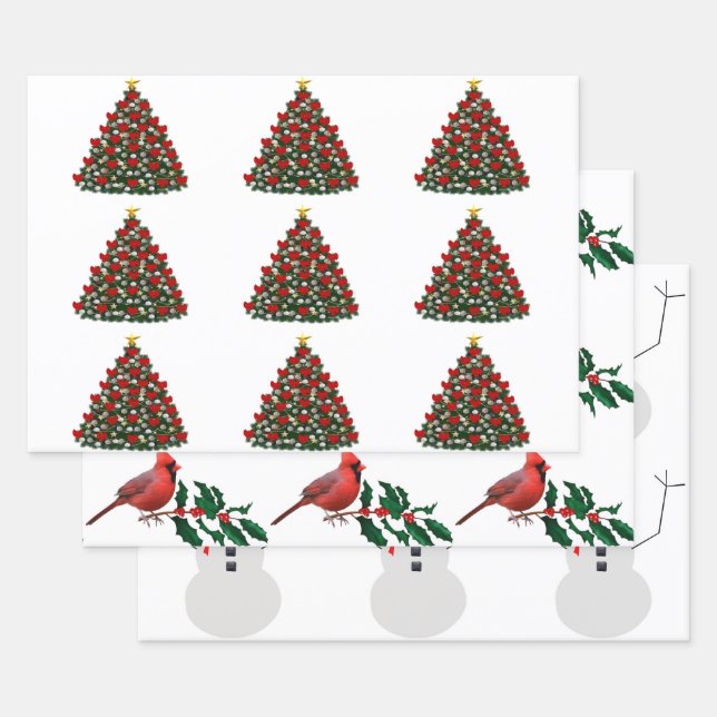 Assorted Chgristmas Wrapping Papers 3 Flat Sheets  (Set)