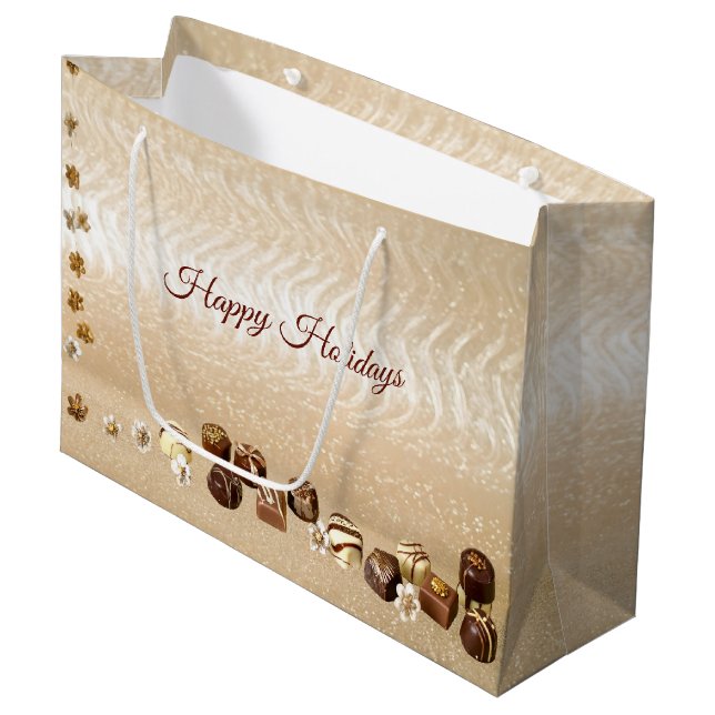 Assorted Chocolates with Flowers Gift Bag (Front Angled)