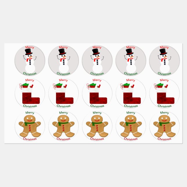Assorted Christmas Envelope Seals/Stickers/ (Sheet)