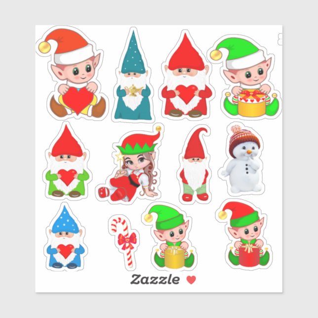 Assorted Christmas Gnomes, Elves & Snowman (Sheet)