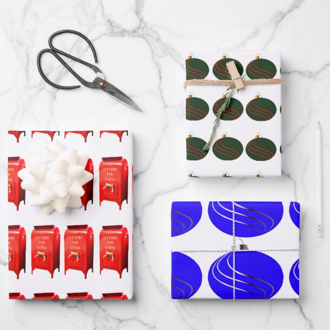 Assorted Christmas Wrapping Paper (Three Sheets) (Front)