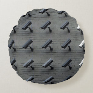 Assorted-color security cameras round pillow