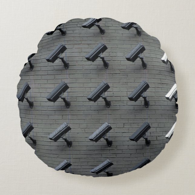 Assorted-color security cameras round pillow (Front)