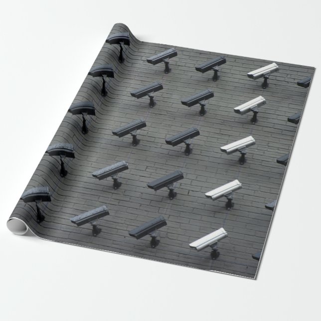 Assorted-color security cameras wrapping paper (Unrolled)