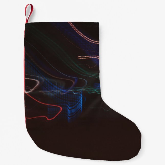 Assorted-colour LED lights illustration Small Christmas Stocking (Front)