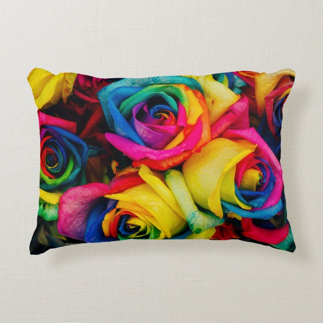 Assorted-colour petaled flowers accent pillow (Front)