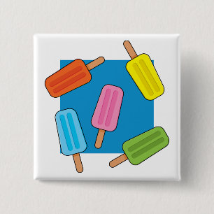 Assorted Colourful Popsicles Pattern 2 Inch Square Button