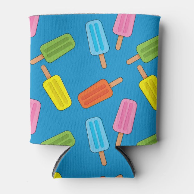 Assorted Colourful Popsicles Pattern Can Cooler (Front)