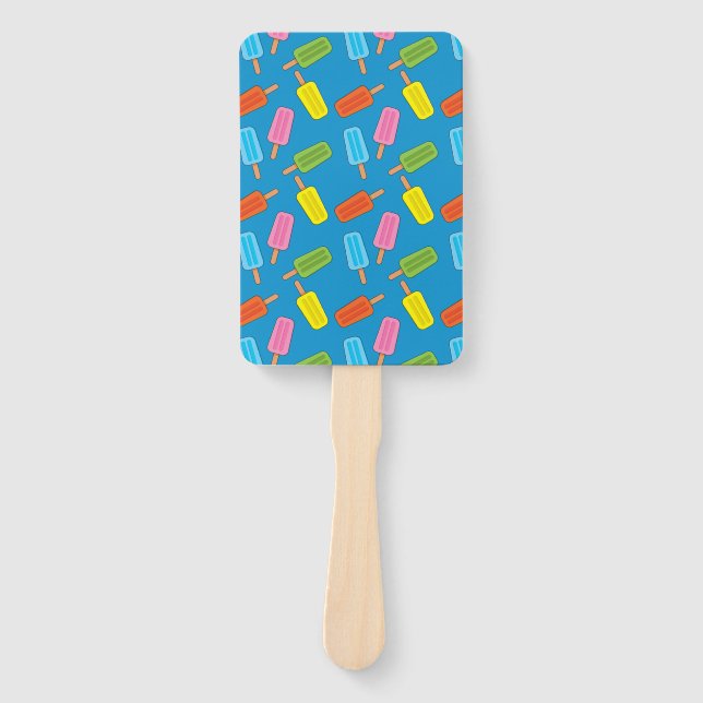 Assorted Colourful Popsicles Pattern Hand Fan (Front)