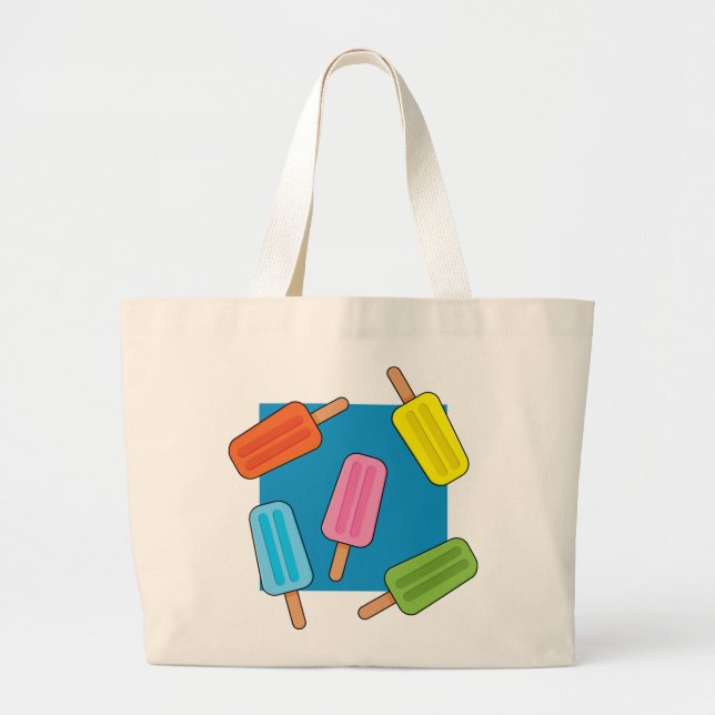 Assorted Colourful Popsicles Pattern Large Tote Bag (Front)