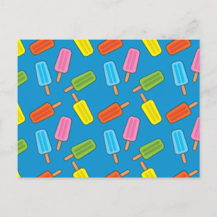 Assorted Colourful Popsicles Pattern Postcard