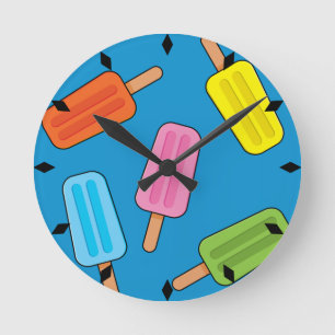 Assorted Colourful Popsicles Pattern Round Clock