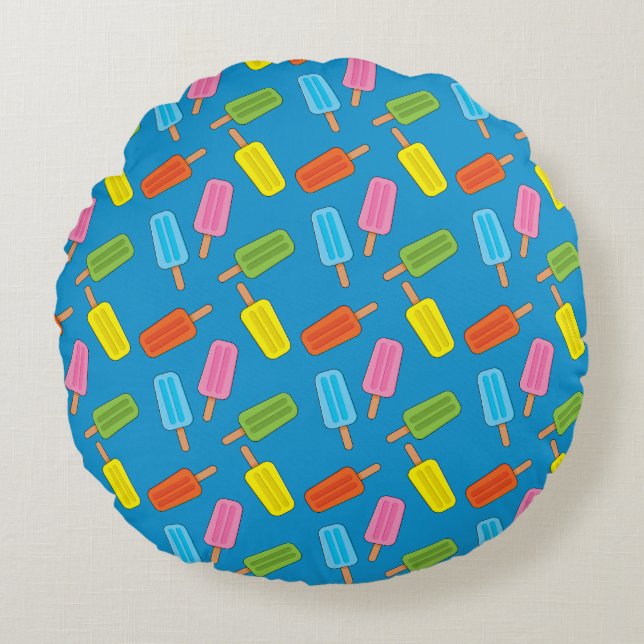 Assorted Colourful Popsicles Pattern Round Pillow (Front)