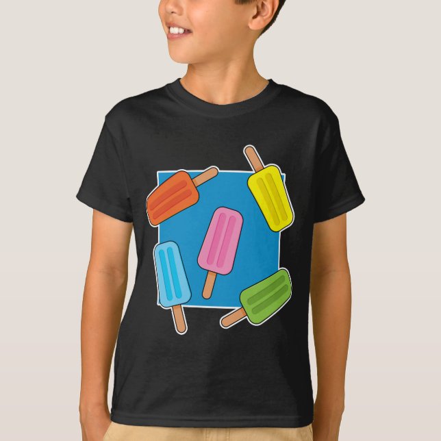 Assorted Colourful Popsicles Pattern T-Shirt (Front)