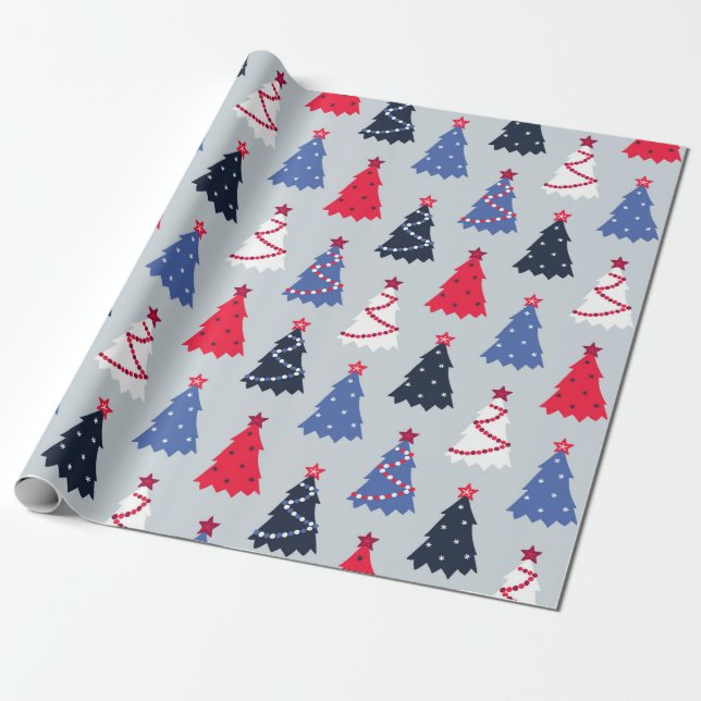 Assorted colours Christmas Trees pattern Wrapping Paper (Unrolled)