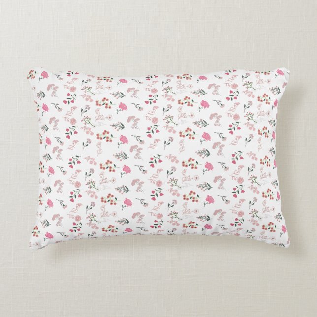  Assorted Delicate Flowers in Pattern Print Accent Pillow (Front)