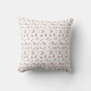 Assorted Delicate Flowers in Pattern Print Throw Pillow