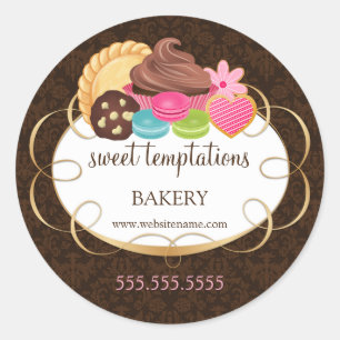 Assorted Desserts Bakery Packaging Classic Round Sticker
