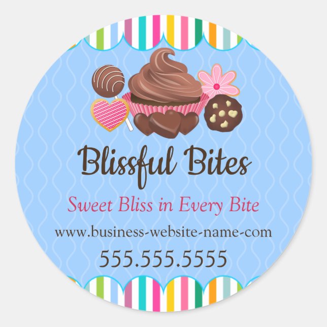 Assorted Desserts Bakery Packaing Classic Round St Sticker (Front)