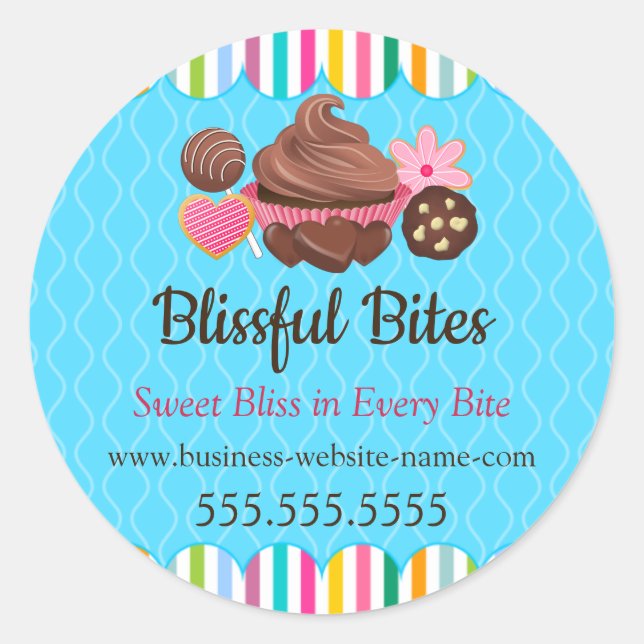 Assorted Desserts Bakery Packaing Classic Round Sticker (Front)