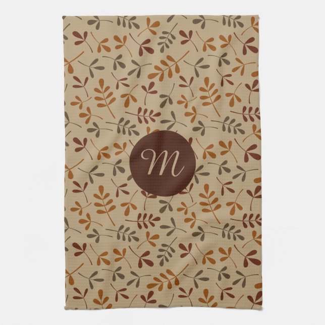 Assorted Fall Leaves Rpt Ptn (Personalized) Kitchen Towel (Vertical)