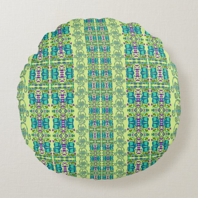 Assorted Floral Cupflowers Round Pillow (Front)