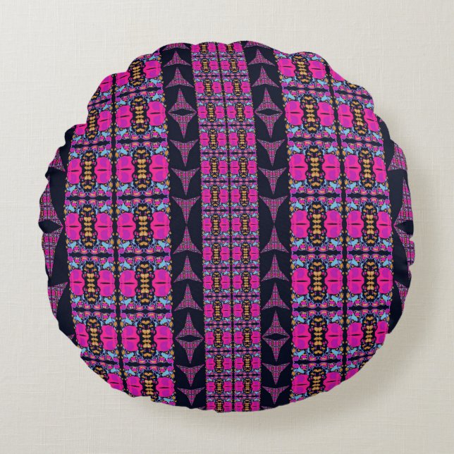 Assorted Floral Pinwheels Round Pillow (Front)