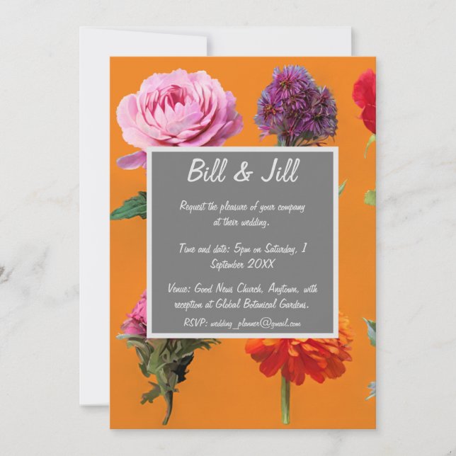 Assorted Flowers Daisy Wedding Invitation (Front)