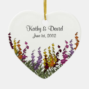 Assorted Flowers Wedding Ceramic Ornament