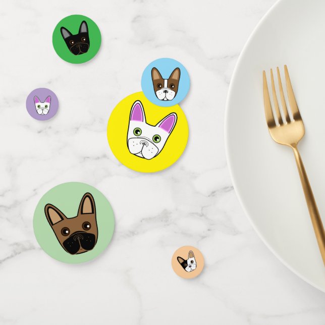 Assorted French Bulldog Face Table Confetti (Group)