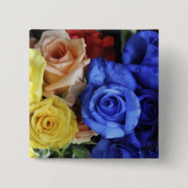 Assorted fresh rose bouquets 2 inch square button (Front)