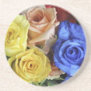Assorted fresh rose bouquets coaster