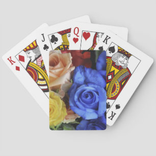 Assorted fresh rose bouquets playing cards