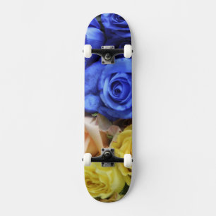 Assorted fresh rose bouquets skateboard
