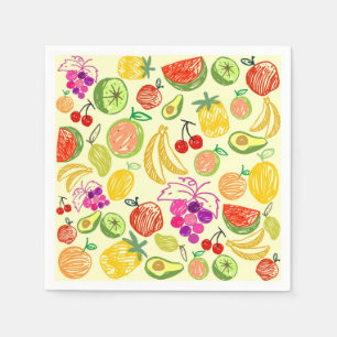 Assorted Fruit Doodle Pattern Napkin