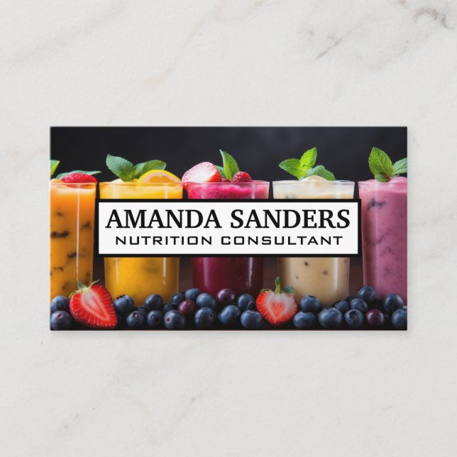 Assorted Fruit Smoothies in Glasses Business Card (Front)