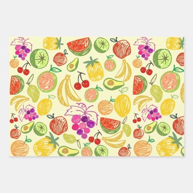 Assorted Fruit Wrapping Paper Sheets (Front)