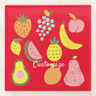 Assorted Fruits Collection Thunder_Cove Glass Coaster