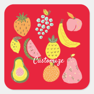 Assorted Fruits Collection Thunder_Cove    Square Sticker