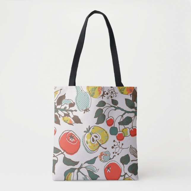 Assorted fruits, colourful seamless pattern. tote bag (Front)