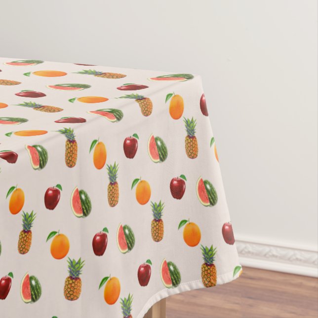 Assorted Fruits on Light Beige Tablecloth (In Situ)
