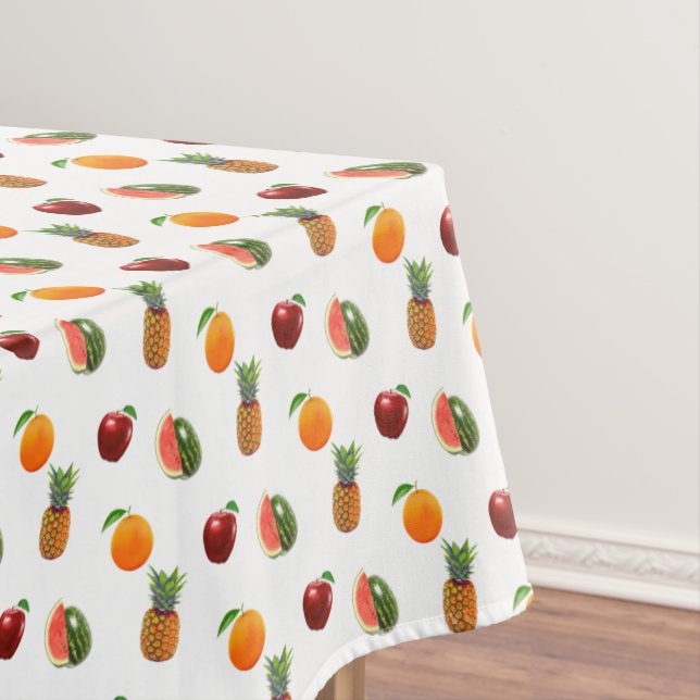 Assorted Fruits on White Tablecloth (In Situ)