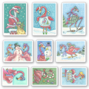 ASSORTED FUNNY PINK FLAMINGO CHRISTMAS BIRDS