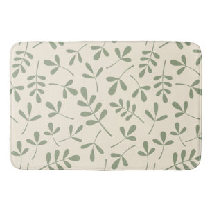 Assorted Green Leaves on Cream Pattern Bath Mat