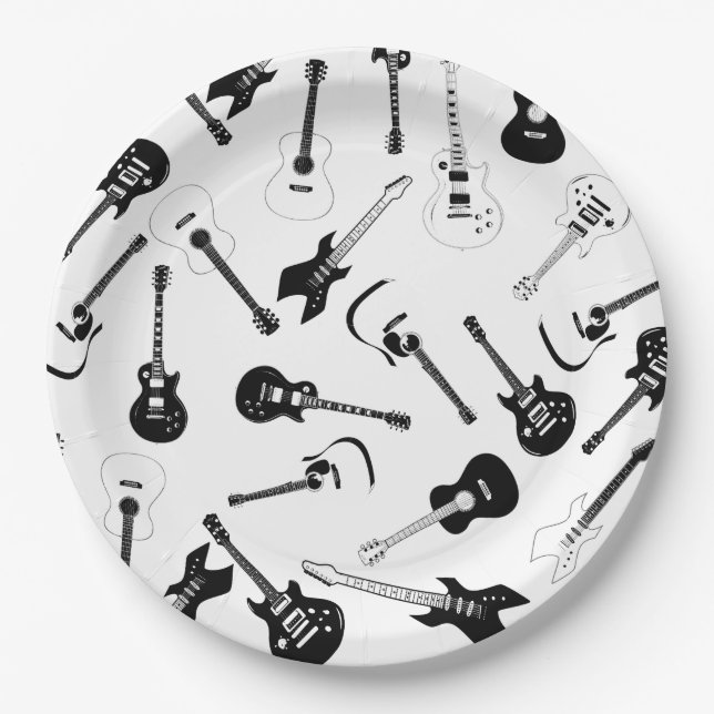 Assorted Guitars Paper Plate (Front)