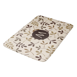 Assorted Leaves Gold Browns Crm Ptn (Personalized) Bath Mat