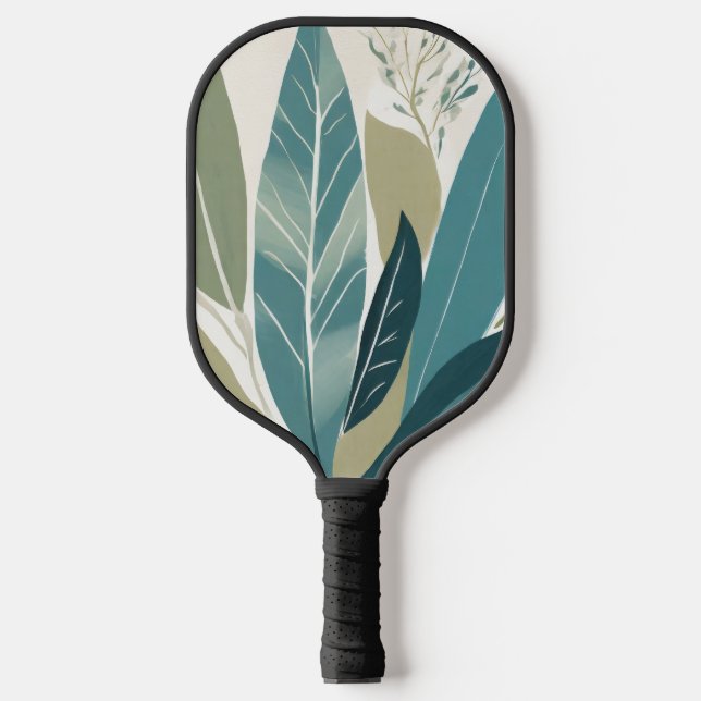 Assorted leaves in shades of green pickleball paddle (Front)
